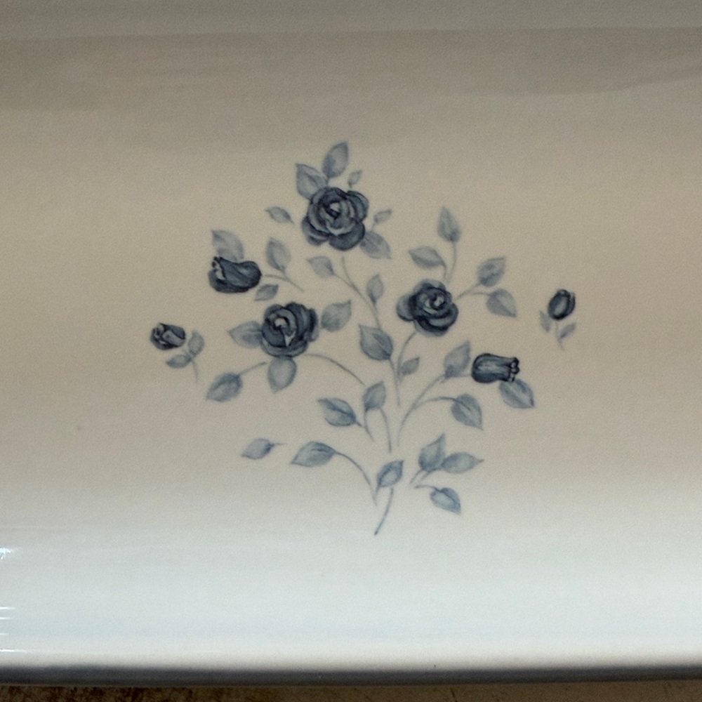 Pfaltzgraff Poetry Whimsy Ceramic Basketweave Serving Tray blue & white - Picture 4 of 7